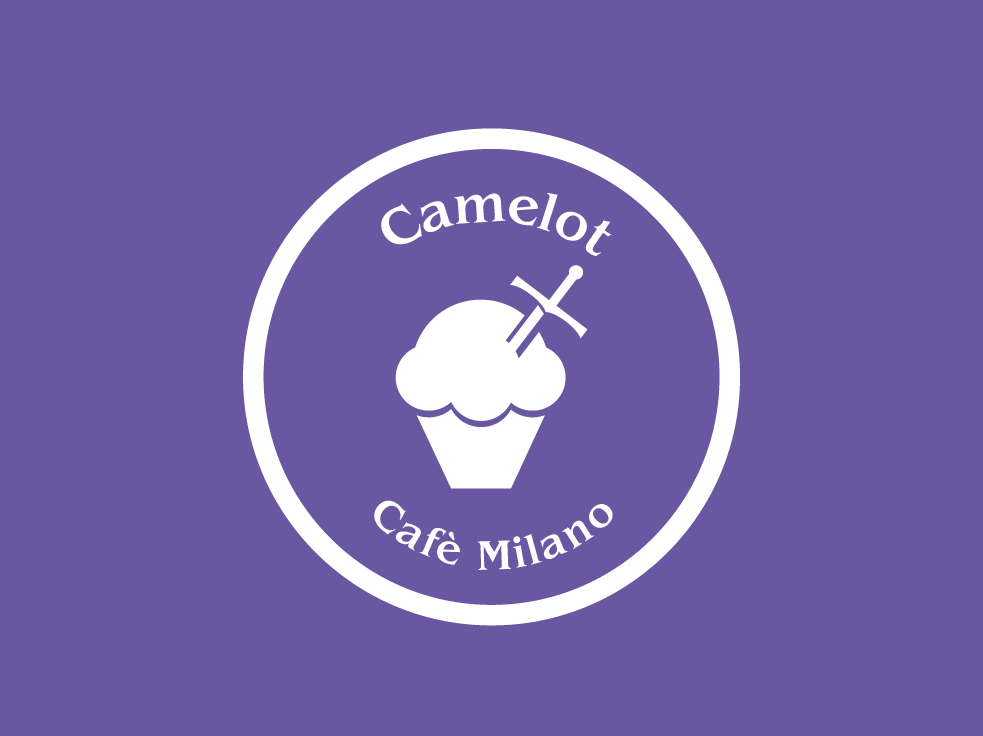 Logo di camelot caffè Milano, spada nel muffin
