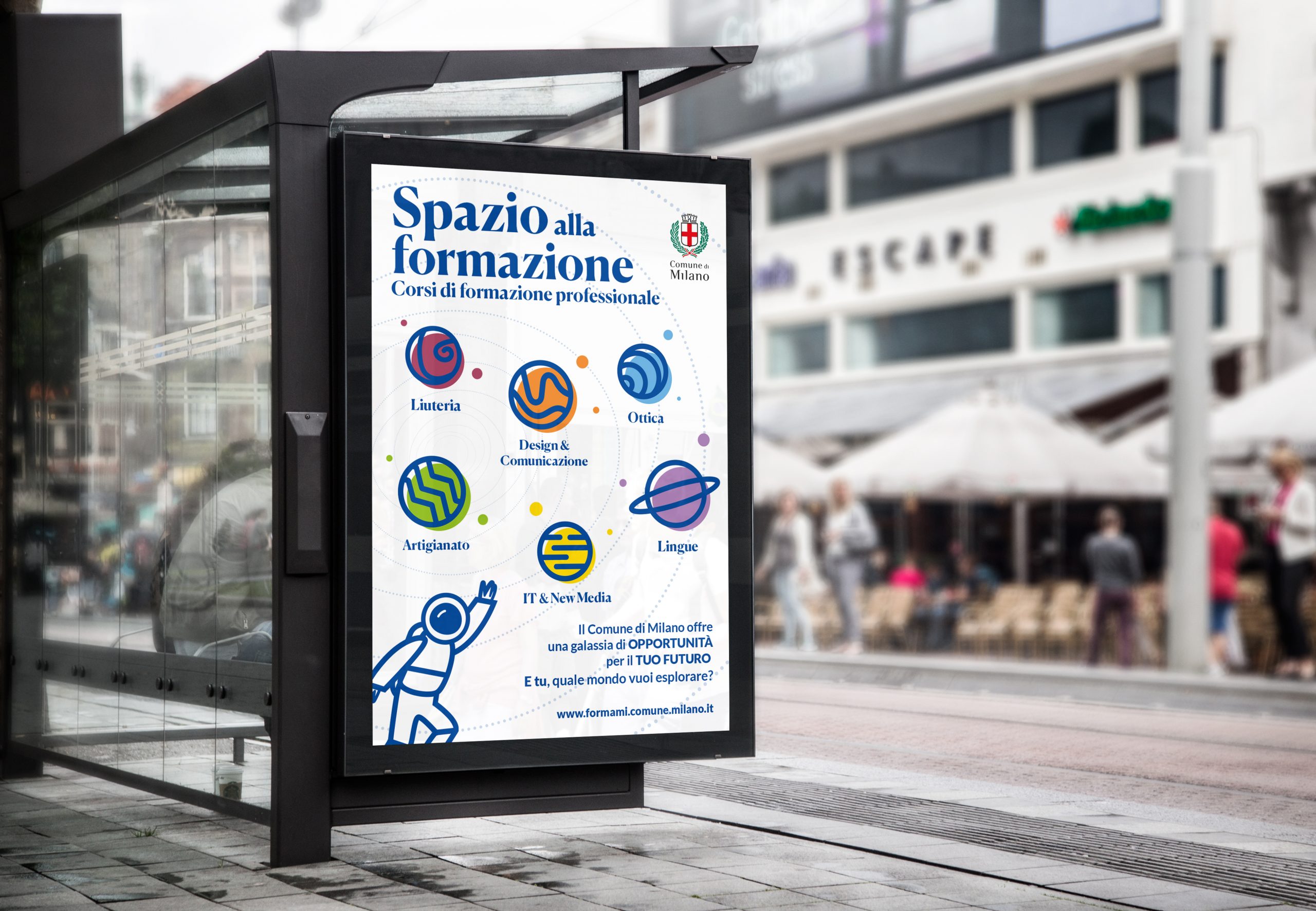 Manifesto alla fermata dell'autobus